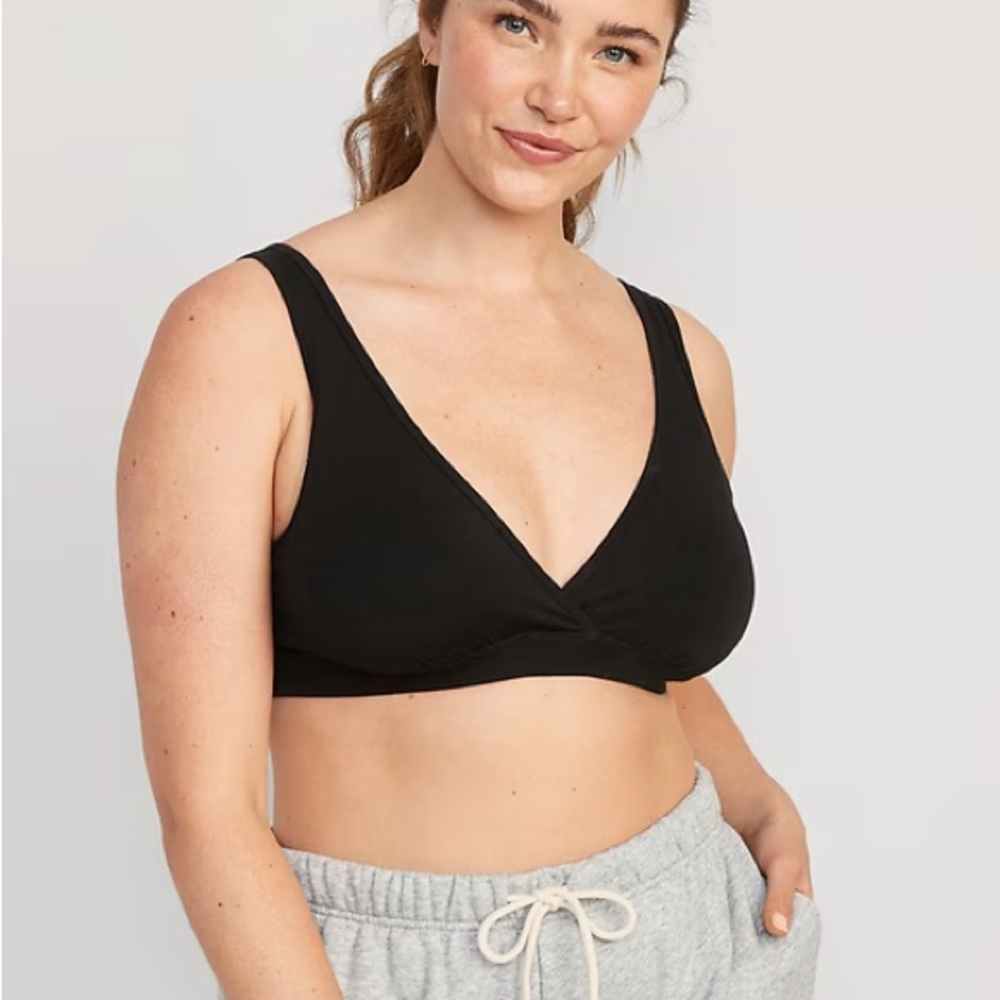 Old Navy Black Maternity Cross-Front Cotton Nursing Bralette